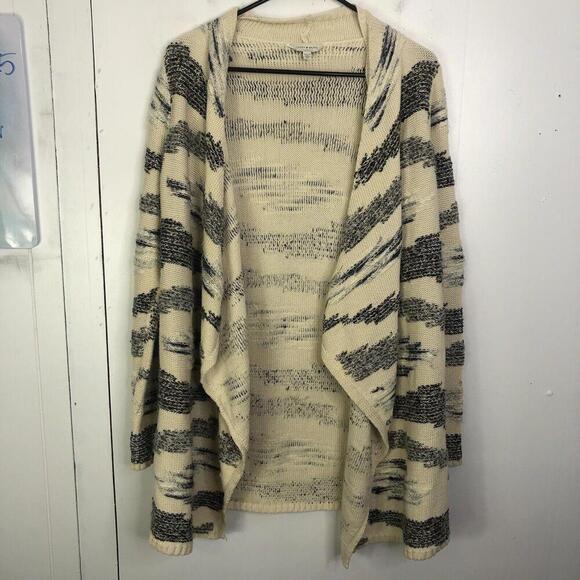 Lucky Brand Sweater Womens XS Soft Knit Waterfall Front Cardigan Neutral Wool - Picture 4 of 11